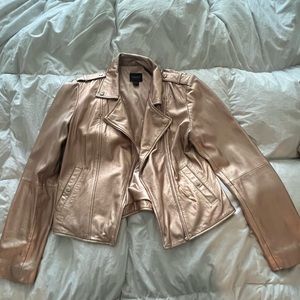 ROSE GOLD MARCIANO LAMB LEATHER JACKET